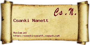 Csanki Nanett névjegykártya
